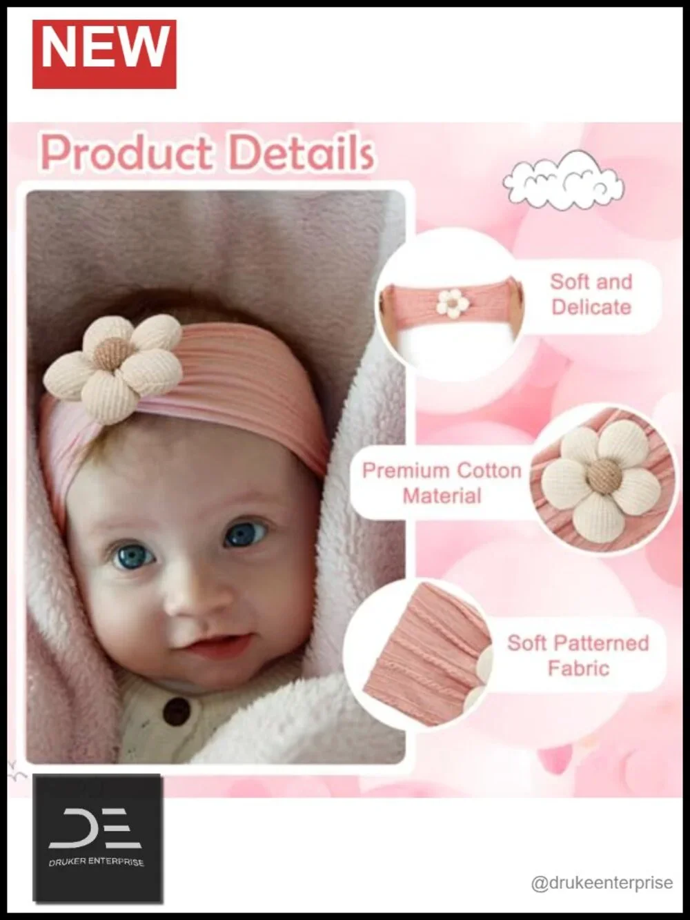 Baby Girl Flower Headbands and Cotton Socks Set, Newborn Toddler Accessories